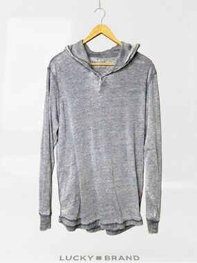 Lucky Brand Venice Burnout Long sleeve Pullover Hoodie Heather Grey Men’s L